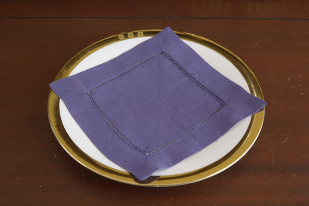 Solid color Hemstitch Cocktail Napkin 6". Parachute Purple - Click Image to Close